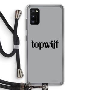 CaseCompany Topwijf Grijs Zwart: Samsung Galaxy A41 Transparant Hoesje met koord