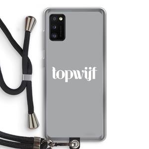CaseCompany Topwijf Grijs Wit: Samsung Galaxy A41 Transparant Hoesje met koord