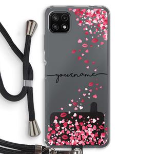 CaseCompany Hartjes en kusjes: Samsung Galaxy A22 5G Transparant Hoesje met koord