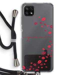 CaseCompany Kusjes: Samsung Galaxy A22 5G Transparant Hoesje met koord