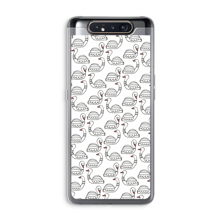 CaseCompany Zwanen: Samsung Galaxy A80 Transparant Hoesje