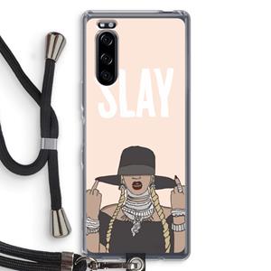 CaseCompany Slay All Day: Sony Xperia 5 Transparant Hoesje met koord