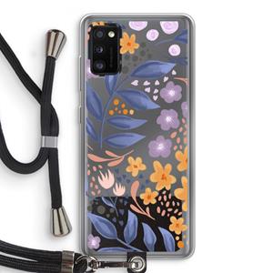 CaseCompany Flowers with blue leaves: Samsung Galaxy A41 Transparant Hoesje met koord
