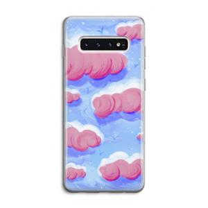 CaseCompany Roze wolken met vogels: Samsung Galaxy S10 4G Transparant Hoesje