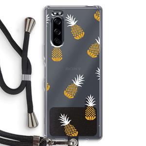 CaseCompany Ananasjes: Sony Xperia 5 Transparant Hoesje met koord