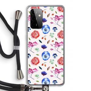 CaseCompany Bloemetjes: Samsung Galaxy A72 5G Transparant Hoesje met koord