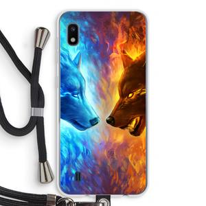 CaseCompany Fire & Ice: Samsung Galaxy A10 Transparant Hoesje met koord