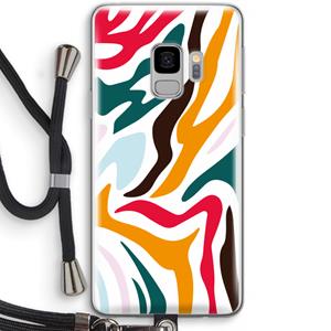 CaseCompany Colored Zebra: Samsung Galaxy S9 Transparant Hoesje met koord
