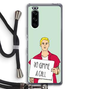 CaseCompany Gimme a call: Sony Xperia 5 Transparant Hoesje met koord