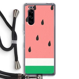 CaseCompany Watermeloen: Sony Xperia 5 Transparant Hoesje met koord