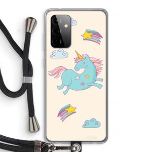 CaseCompany Vliegende eenhoorn: Samsung Galaxy A72 5G Transparant Hoesje met koord
