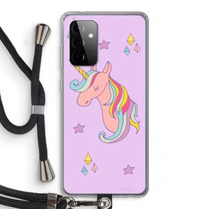 CaseCompany Roze eenhoorn: Samsung Galaxy A72 5G Transparant Hoesje met koord