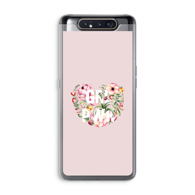 CaseCompany GRL PWR Flower: Samsung Galaxy A80 Transparant Hoesje