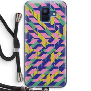 CaseCompany Skew Blush 1: Samsung Galaxy A6 (2018) Transparant Hoesje met koord