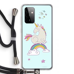 CaseCompany Regenboog eenhoorn: Samsung Galaxy A72 5G Transparant Hoesje met koord