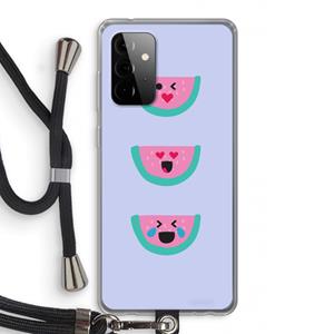 CaseCompany Smiley watermeloen: Samsung Galaxy A72 5G Transparant Hoesje met koord