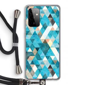 CaseCompany Gekleurde driehoekjes blauw: Samsung Galaxy A72 5G Transparant Hoesje met koord