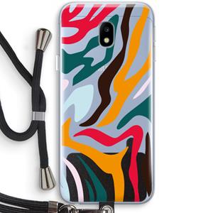 CaseCompany Colored Zebra: Samsung Galaxy J3 (2017) Transparant Hoesje met koord
