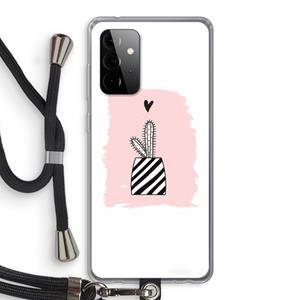 CaseCompany Zwart-wit cactus: Samsung Galaxy A72 5G Transparant Hoesje met koord