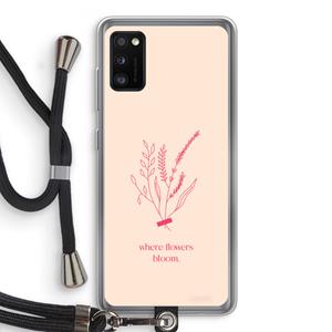 CaseCompany Where flowers bloom: Samsung Galaxy A41 Transparant Hoesje met koord