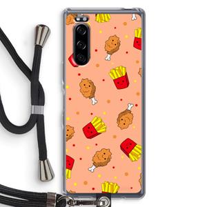 CaseCompany Chicken 'n Fries: Sony Xperia 5 Transparant Hoesje met koord
