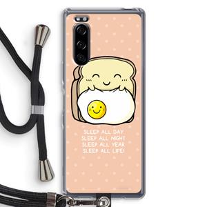CaseCompany Sleep All Day: Sony Xperia 5 Transparant Hoesje met koord