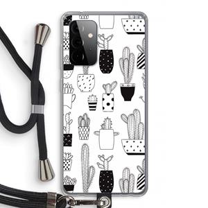 CaseCompany Cactusmotief: Samsung Galaxy A72 5G Transparant Hoesje met koord