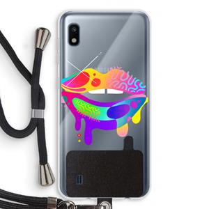 CaseCompany Lip Palette: Samsung Galaxy A10 Transparant Hoesje met koord