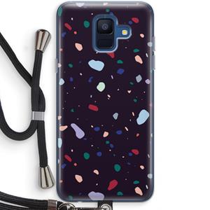 CaseCompany Dark Rounded Terrazzo: Samsung Galaxy A6 (2018) Transparant Hoesje met koord