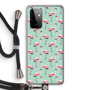 CaseCompany Flamingoprint groen: Samsung Galaxy A72 5G Transparant Hoesje met koord