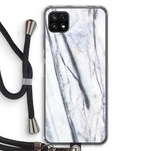 CaseCompany Gestreepte marmer: Samsung Galaxy A22 5G Transparant Hoesje met koord