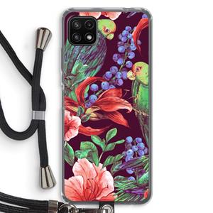 CaseCompany Papegaaien: Samsung Galaxy A22 5G Transparant Hoesje met koord