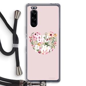 CaseCompany GRL PWR Flower: Sony Xperia 5 Transparant Hoesje met koord