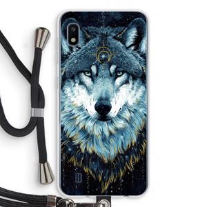 CaseCompany Darkness Wolf: Samsung Galaxy A10 Transparant Hoesje met koord