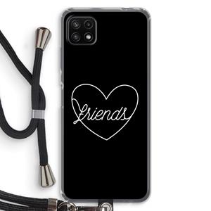 CaseCompany Friends heart black: Samsung Galaxy A22 5G Transparant Hoesje met koord