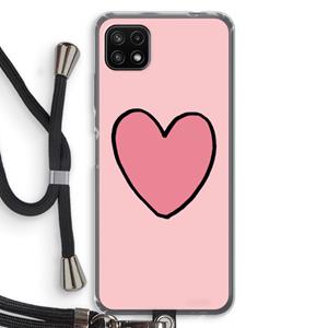 CaseCompany Hartje: Samsung Galaxy A22 5G Transparant Hoesje met koord