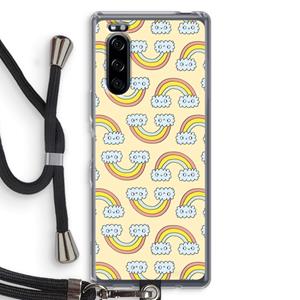 CaseCompany Regenboog: Sony Xperia 5 Transparant Hoesje met koord