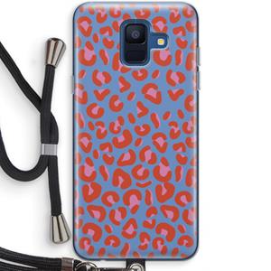 CaseCompany Leopard blue: Samsung Galaxy A6 (2018) Transparant Hoesje met koord