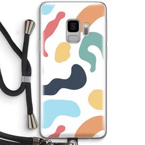 CaseCompany Memphis Shapes Blue: Samsung Galaxy S9 Transparant Hoesje met koord