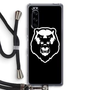 CaseCompany Angry Bear (black): Sony Xperia 5 Transparant Hoesje met koord