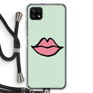 CaseCompany Kusje: Samsung Galaxy A22 5G Transparant Hoesje met koord