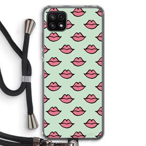 CaseCompany Lipjes: Samsung Galaxy A22 5G Transparant Hoesje met koord