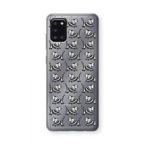 CaseCompany Zwarte poes: Samsung Galaxy A31 Transparant Hoesje