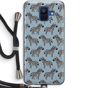 CaseCompany Zebra: Samsung Galaxy A6 (2018) Transparant Hoesje met koord