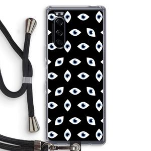 CaseCompany Eyes pattern: Sony Xperia 5 Transparant Hoesje met koord
