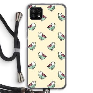 CaseCompany Vogeltjes: Samsung Galaxy A22 5G Transparant Hoesje met koord