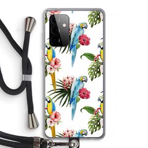CaseCompany Kleurrijke papegaaien: Samsung Galaxy A72 5G Transparant Hoesje met koord