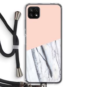CaseCompany A touch of peach: Samsung Galaxy A22 5G Transparant Hoesje met koord