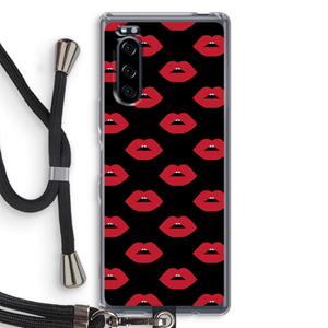 CaseCompany Lips: Sony Xperia 5 Transparant Hoesje met koord
