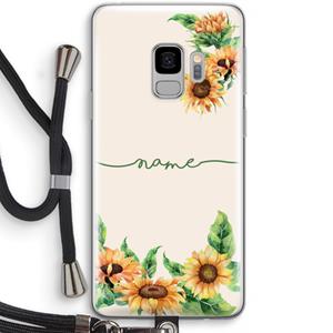 CaseCompany Zonnebloemen: Samsung Galaxy S9 Transparant Hoesje met koord